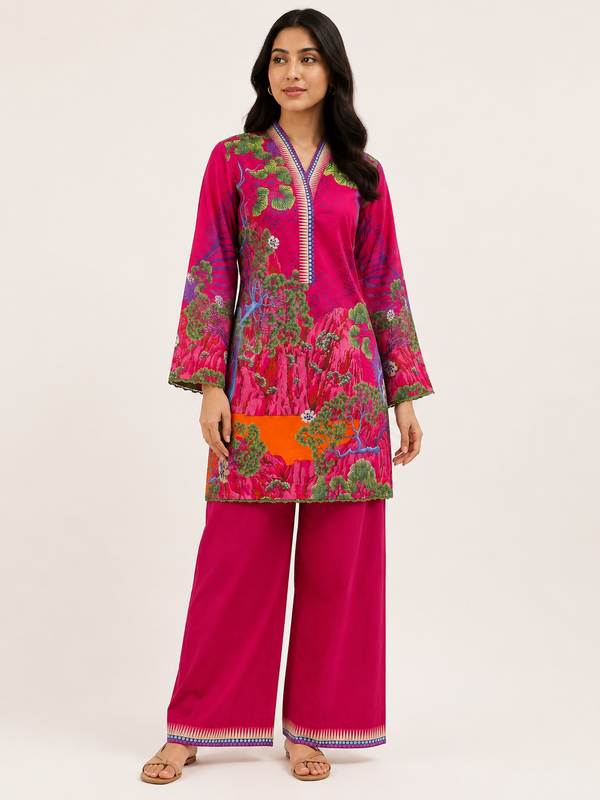 Fuchsia Garden – Stitched Lawn 2 Piece Suit