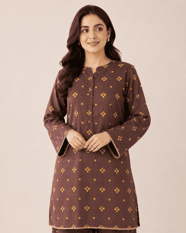 Golden Cocoa – Stitched Lawn 2 Piece Co-ord Set
