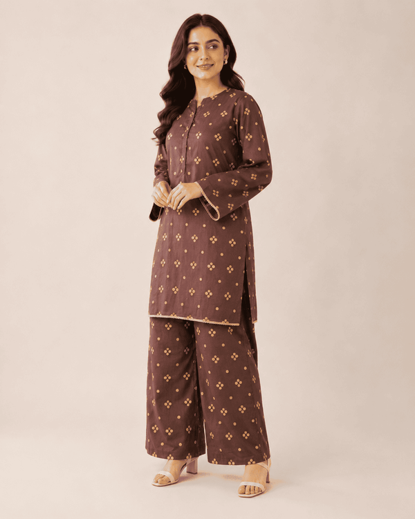 Golden Cocoa – Stitched Lawn 2 Piece Co-ord Set