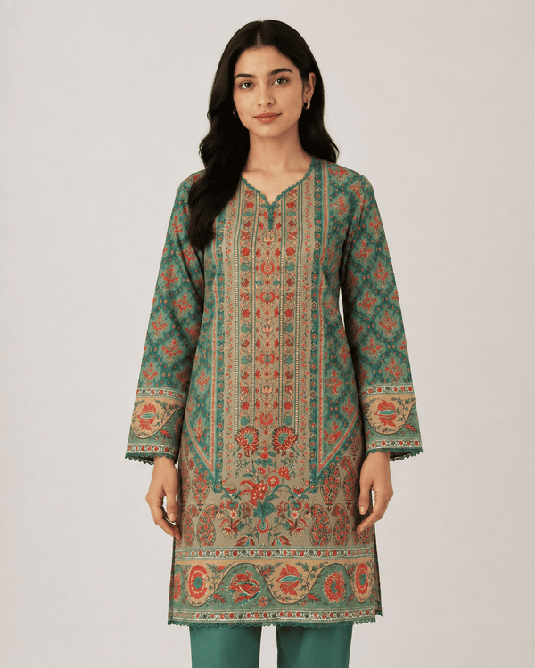 Heritage Sage – Stitched Cambric 2 Piece Suit