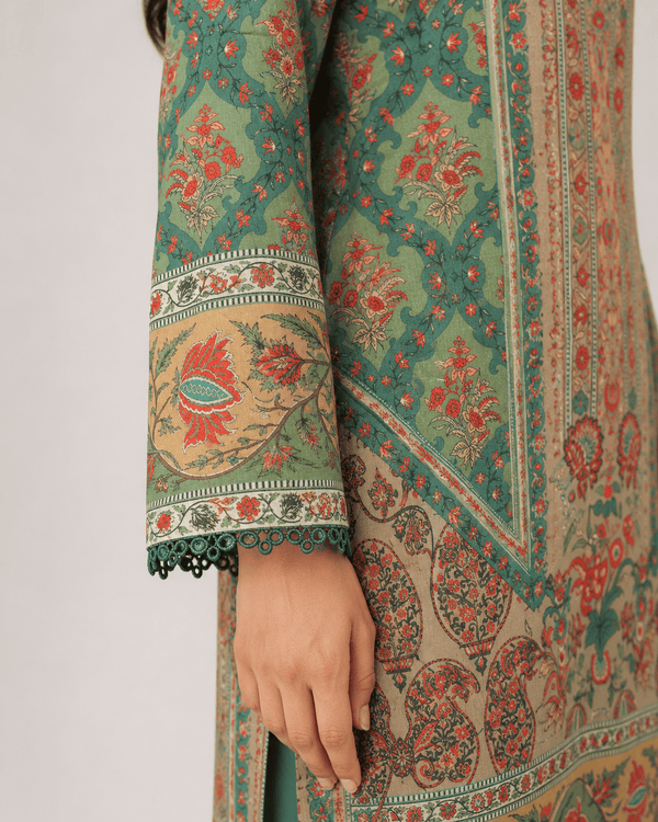 Heritage Sage – Stitched Cambric 2 Piece Suit