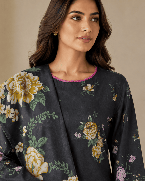 Midnight Floral – Stitched Lawn 3 Piece Co-ord Set