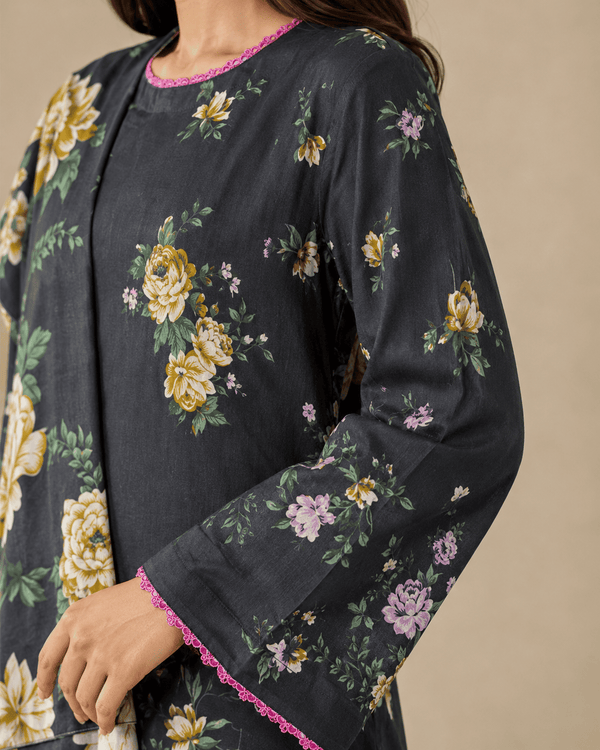 Midnight Floral – Stitched Lawn 3 Piece Co-ord Set
