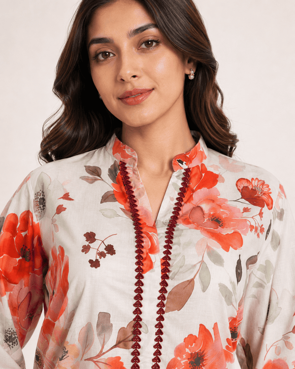 Terracotta Bloom – Stitched Lawn 3 Piece Suit