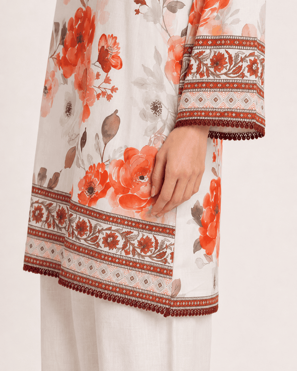 Terracotta Bloom – Stitched Lawn 3 Piece Suit