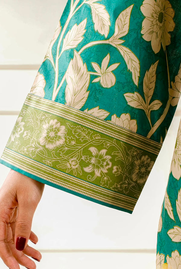 Sea Green Printed Lawn – Unstitched 3 Piece Suit