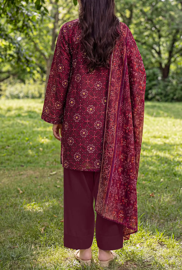 Magenta Printed Lawn – Unstitched 3 Piece Suit