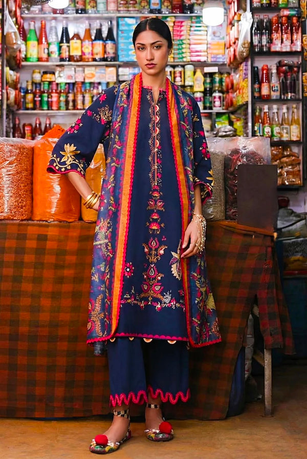 Unstitched Embroidered Lawn 3 Piece Suit