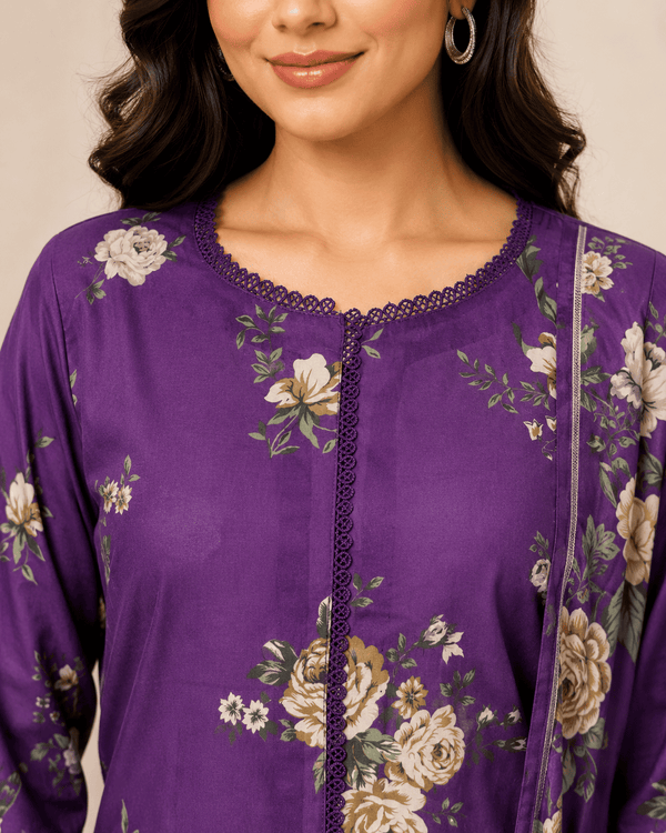 Violet Reverie – Stitched Lawn 3 Piece Co-ord Set