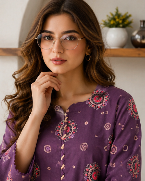 Midnight Purple – Stitched Cotton 2 Piece Suit