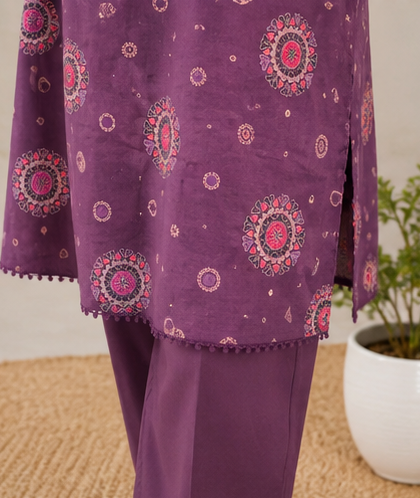 Midnight Purple – Stitched Cotton 2 Piece Suit