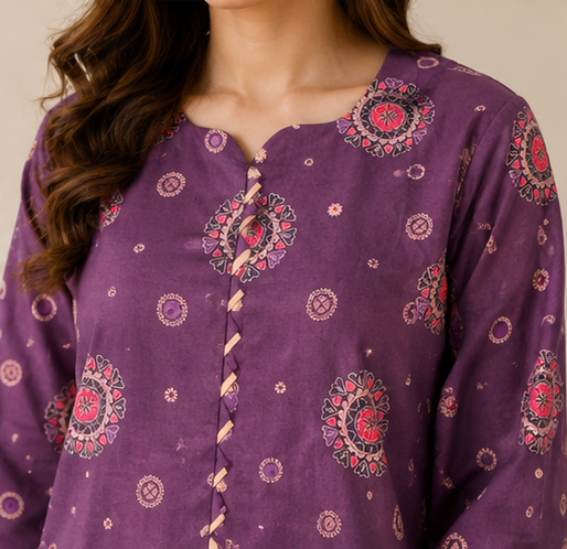Midnight Purple – Stitched Cotton 2 Piece Suit