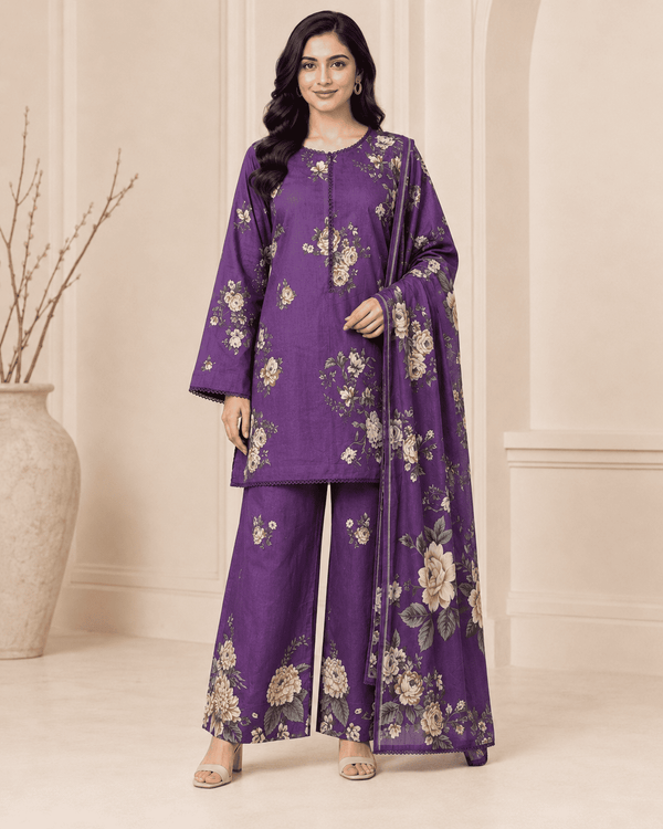 Violet Reverie – Stitched Lawn 3 Piece Co-ord Set